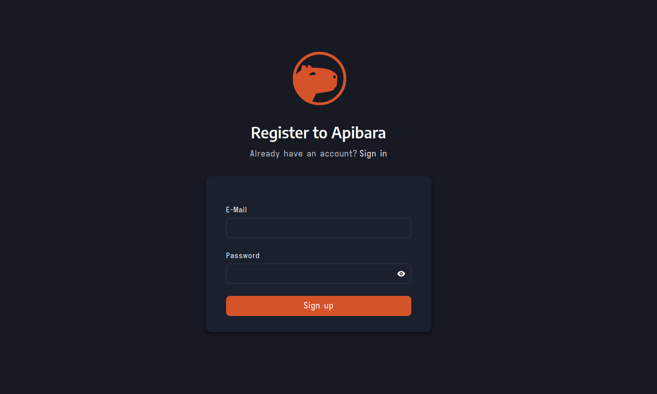 Registration page